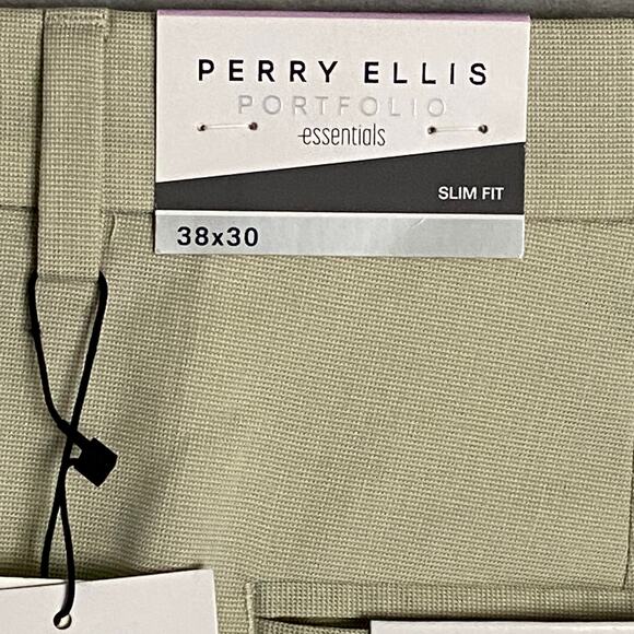 Perry Ellis Dress Pants Men's 38x30 Portfolio Slim Fit Flat Front Sand NEW - Picture 9 of 14